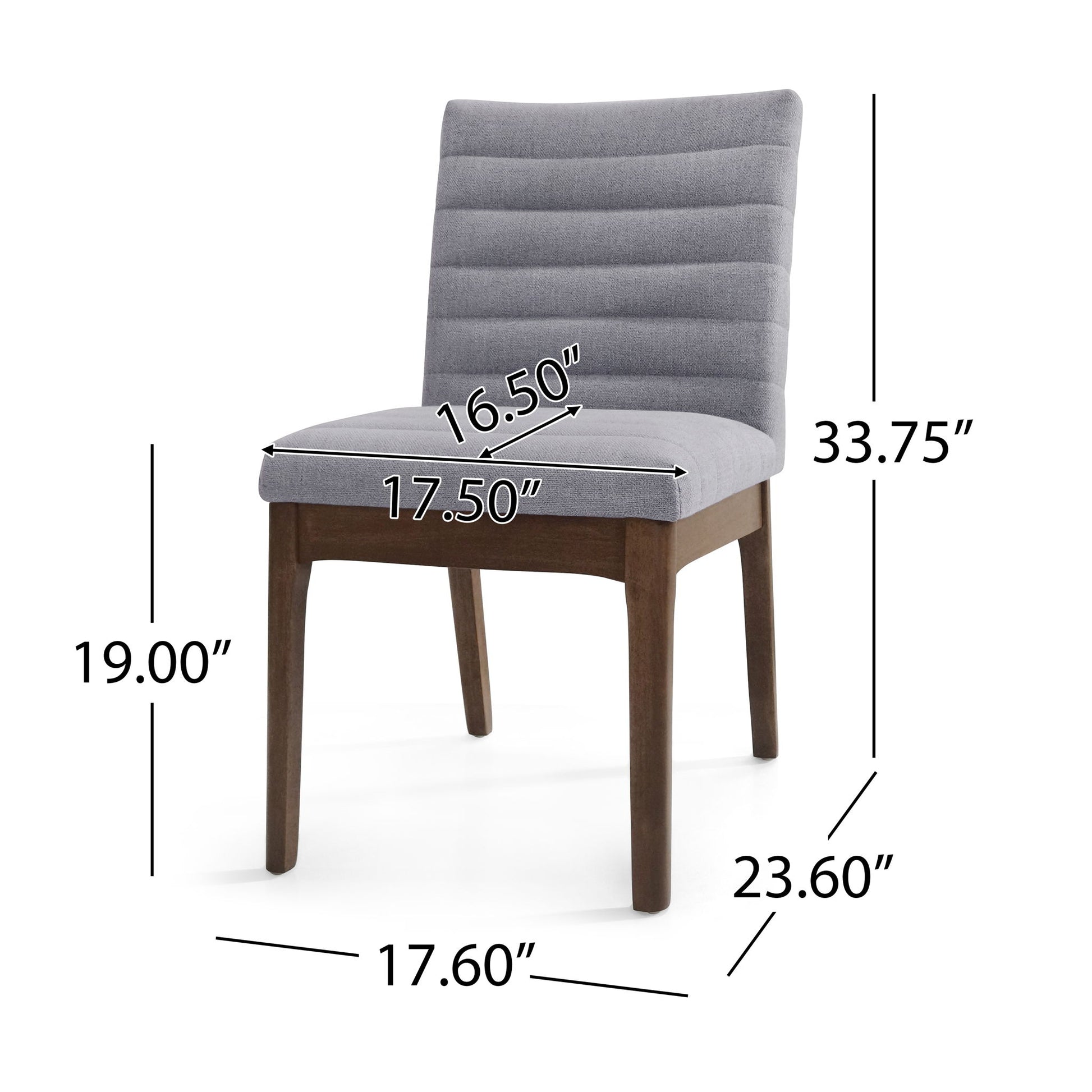 Mid Century Modern Dining Chair (Set of 2) With Channel Stitching - Dark Gray Noble House