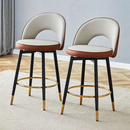 Upholstered Rotatable Bar Chair With Metal Legs For Dining Room Home Essentials