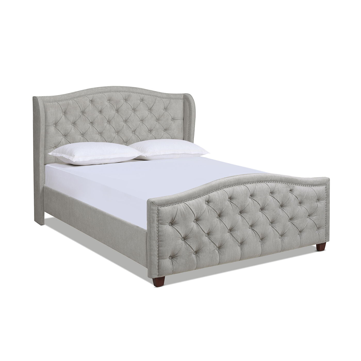 Fontana - Handcrafted Wingback Upholstered Platform Bed Frame Jennifer Taylor Home