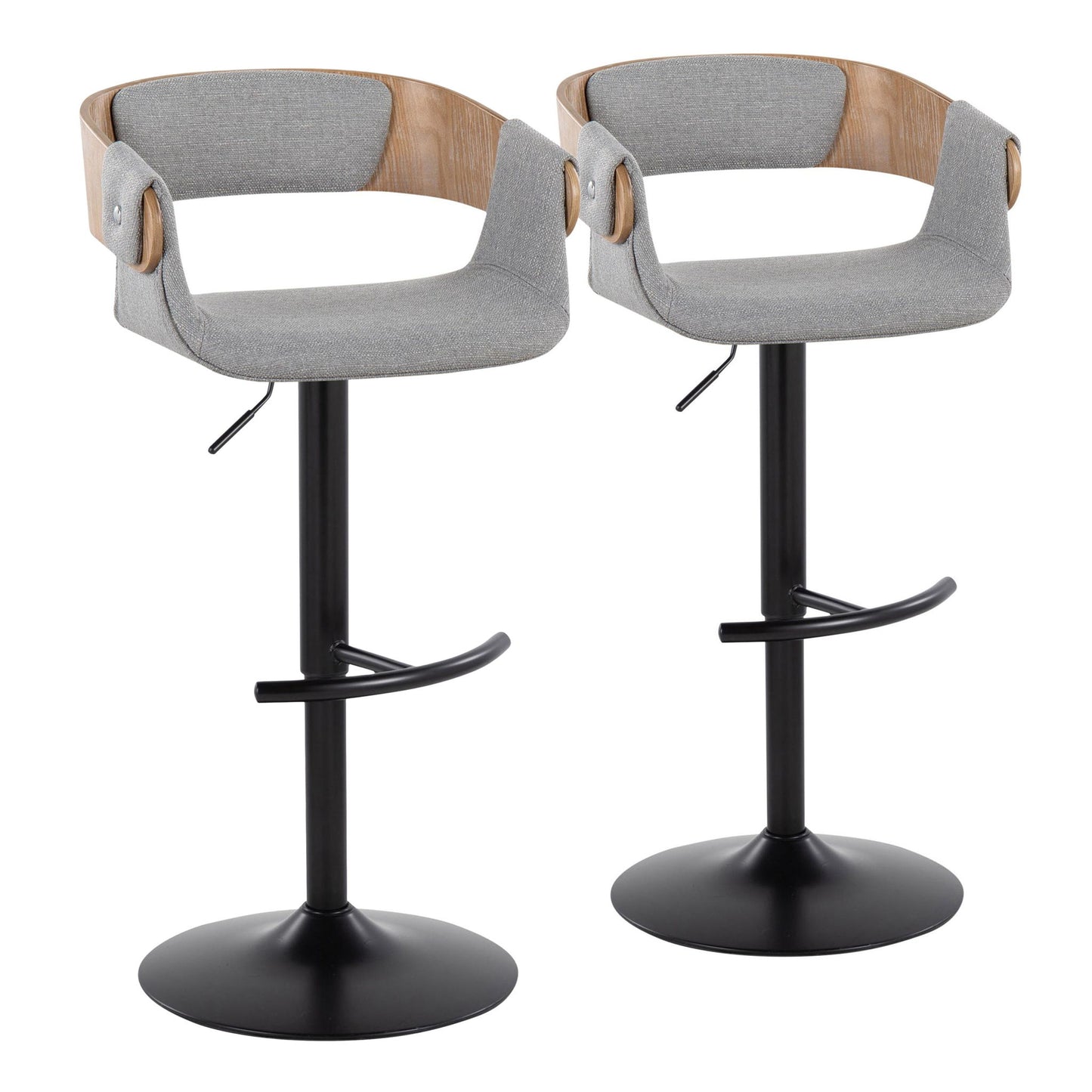 Elisa - Mid Century Modern Adjustable Barstool With Swivel & Rounded T Footrest (Set of 2) Lumi Source