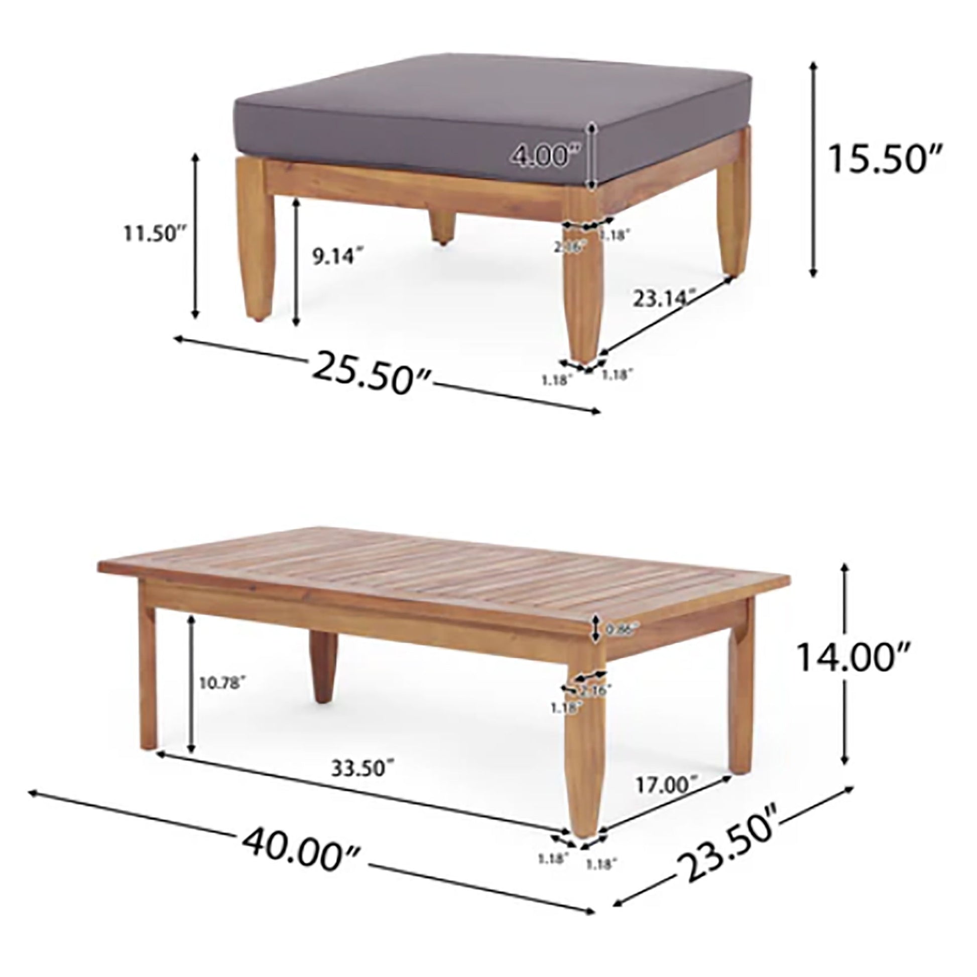 Urbanek - Acacia Wood Outdoor Conversation Set - Teak Noble House