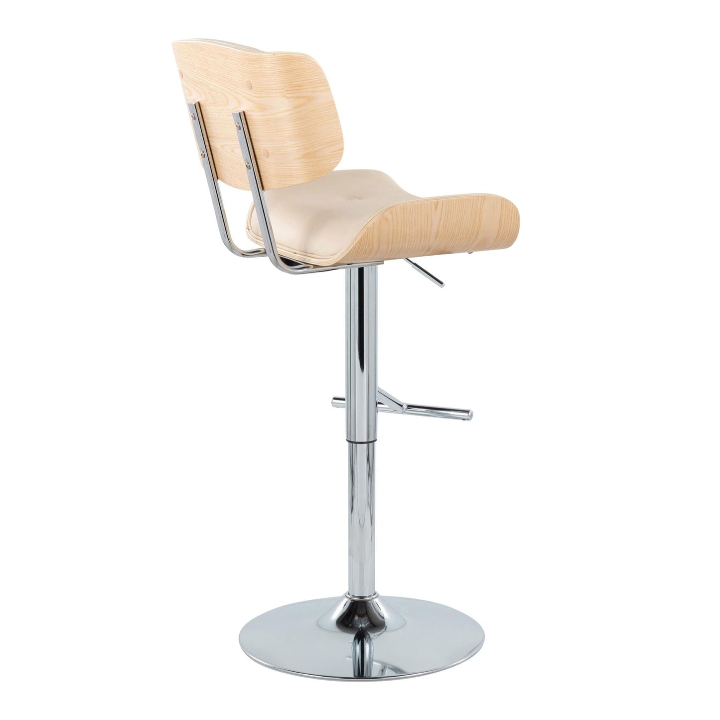 Lombardi - Contemporary Adjustable Barstool With Swivel With Straight T Footrest (Set of 2) Lumi Source