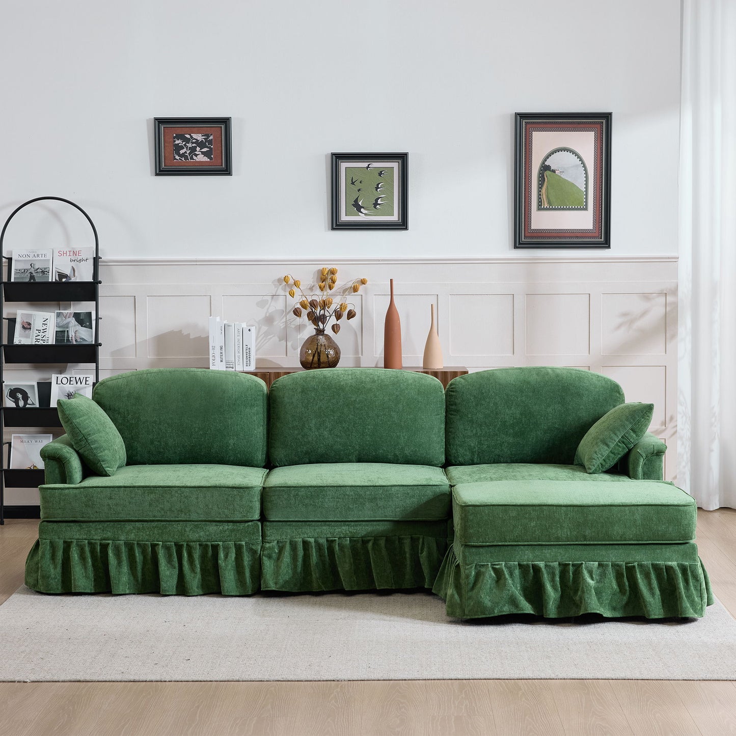 Cloud Sofa With Removable Ruffled Skirt With Ottoman And Flared Arms Home Essentials
