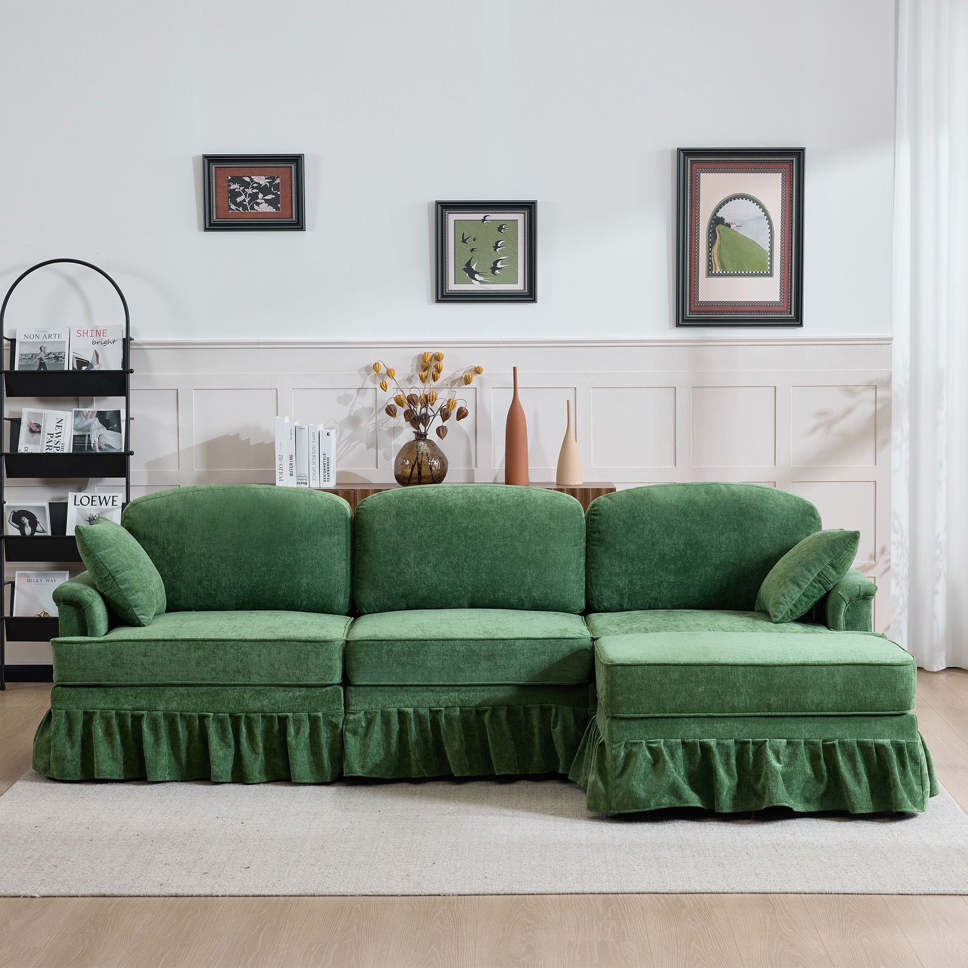 Cloud Sofa With Removable Ruffled Skirt With Ottoman And Flared Arms Home Essentials