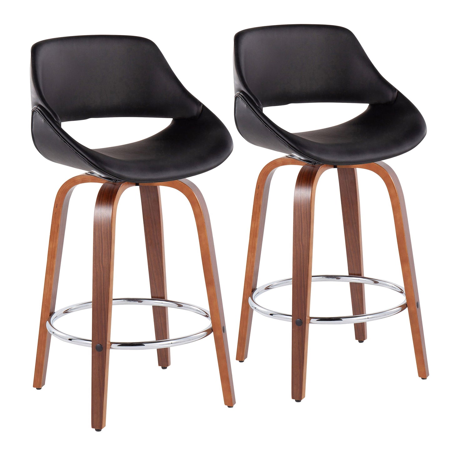 Fabrico - Mid Century Modern, Fixed Height Counter Stool With Round Footrest (Set of 2) Lumi Source