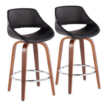 Fabrico - Mid Century Modern, Fixed Height Counter Stool With Round Footrest (Set of 2) Lumi Source