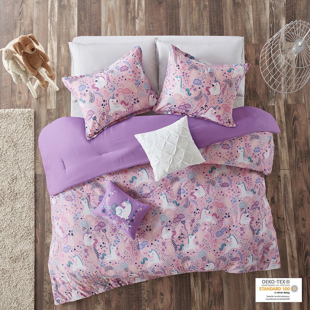 Lola - Twin Unicorn Comforter Set - Pink