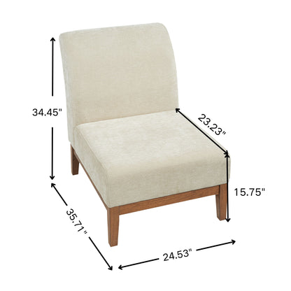 Upholstered Accent Chair - Beige / Walnut Noble House