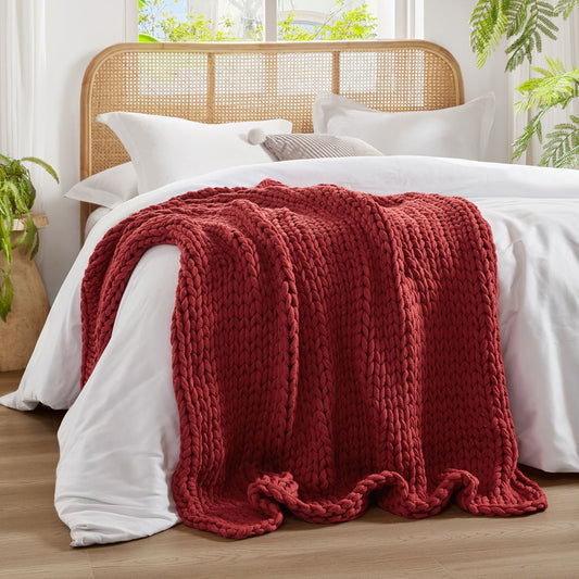Chunky Double Knit - Handmade Throw - Red Madison Park