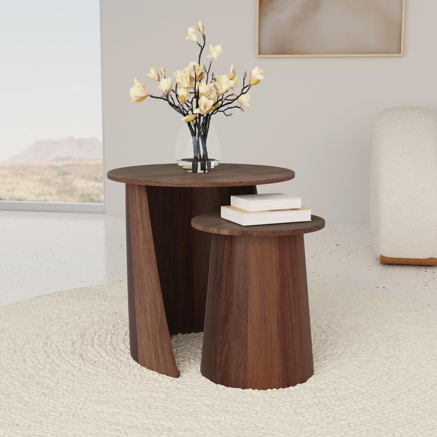 Yency - 2 Piece Round - Mango Wood Nesting Table Set - Dark Brown Coaster Fine Furniture
