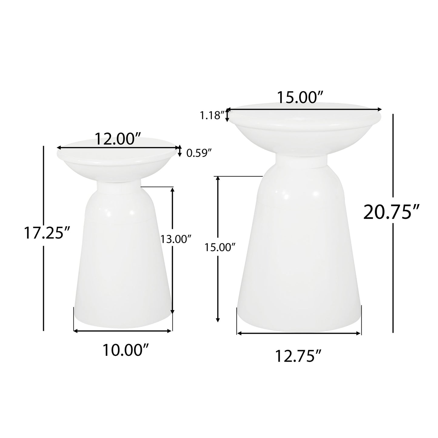 Serenita - Outdoor Side Tables With Flared Design (Set of 2) Noble House