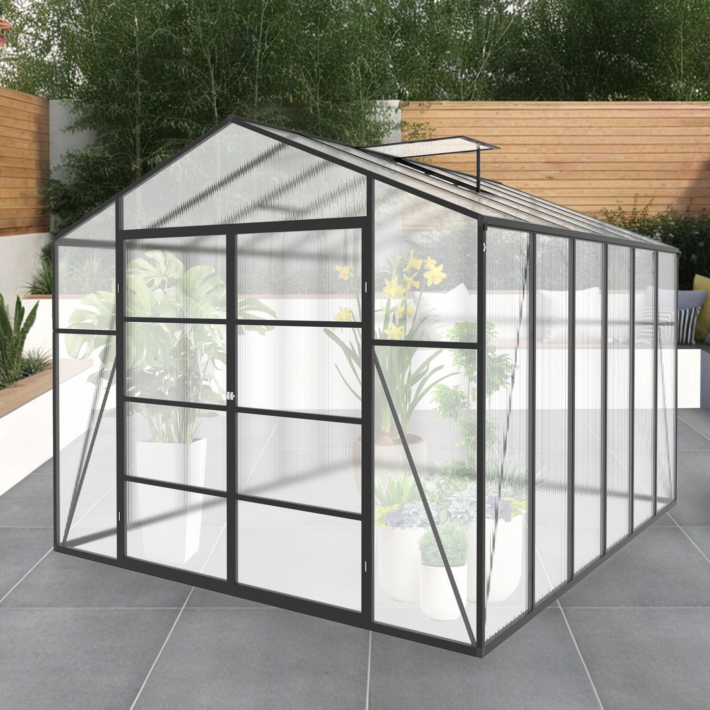 Gain Height Windproof Aluminum Greenhouse With Raised Base Daily Nest