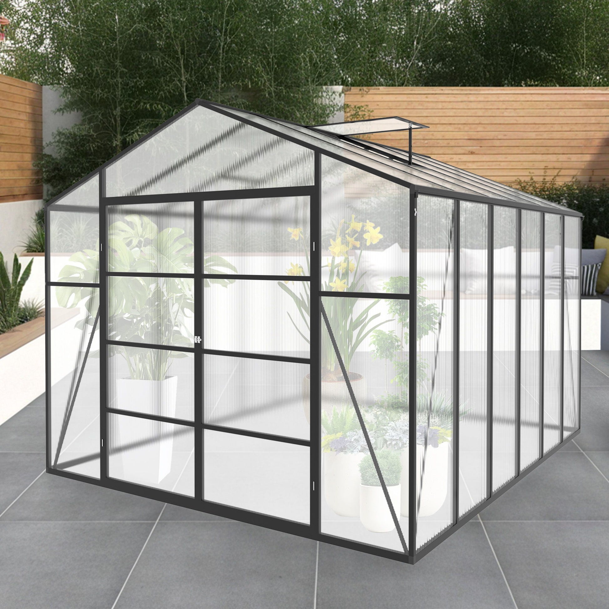 Gain Height Windproof Aluminum Greenhouse With Raised Base Daily Nest