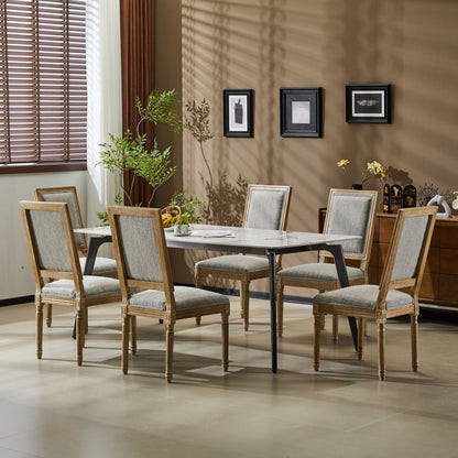 French Country Style Dining Chair With Upholstered Seating And Fluted Legs Noble House