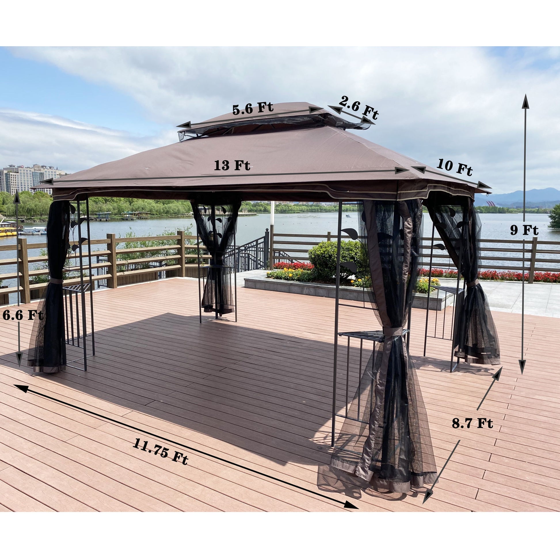 Patio Gazebo Tent With Ventilated Double Roof And Mosquito Net For Backyard Or Garden Home Essentials