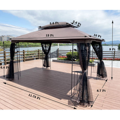 Patio Gazebo Tent With Ventilated Double Roof And Mosquito Net For Backyard Or Garden Home Essentials