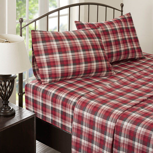 California King Sheet Set - Red Plaid