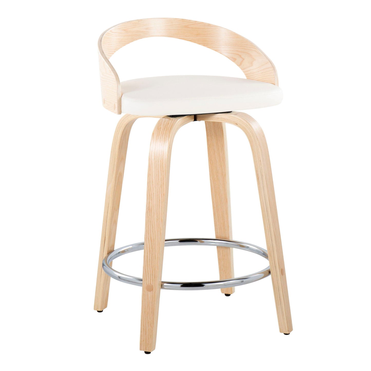 Grotto - Contemporary Fixed Height Counter Stool & Swivel, Round Footrest (Set of 2) Lumi Source