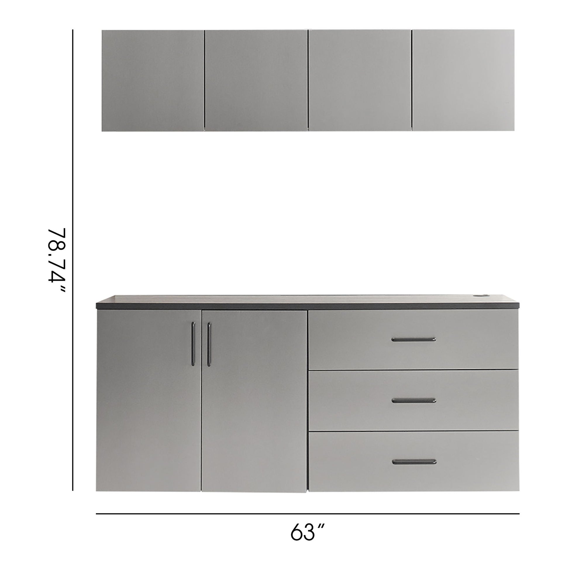 Astro Series - Garage Cabinet Set C With Soft Closing Drawers - Metallic Gray Daily Nest