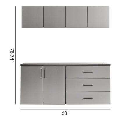 Astro Series - Garage Cabinet Set C With Soft Closing Drawers - Metallic Gray Daily Nest