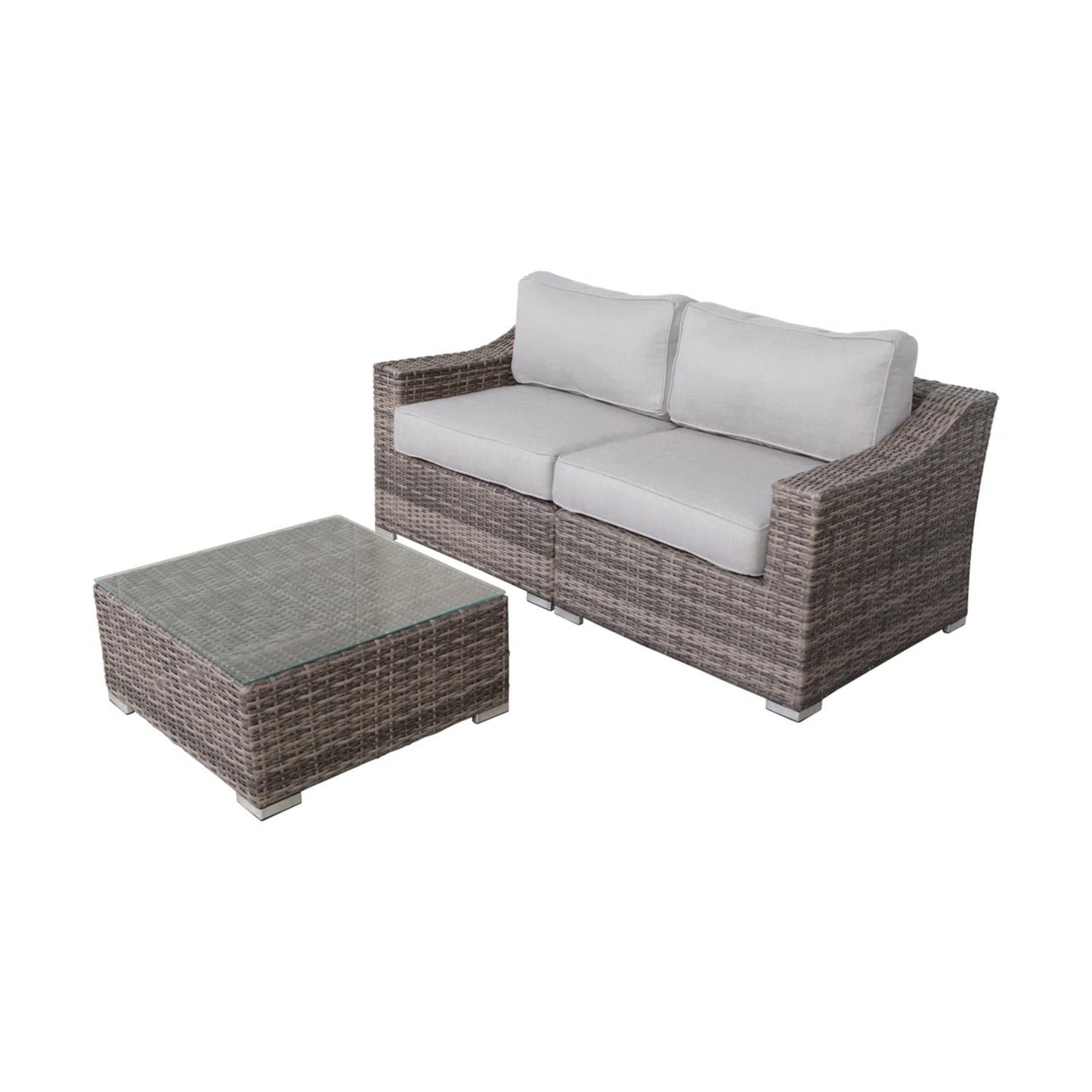 Outdoor Wicker Conversation Set With Cushions, All Weather LSI Patio Furniture