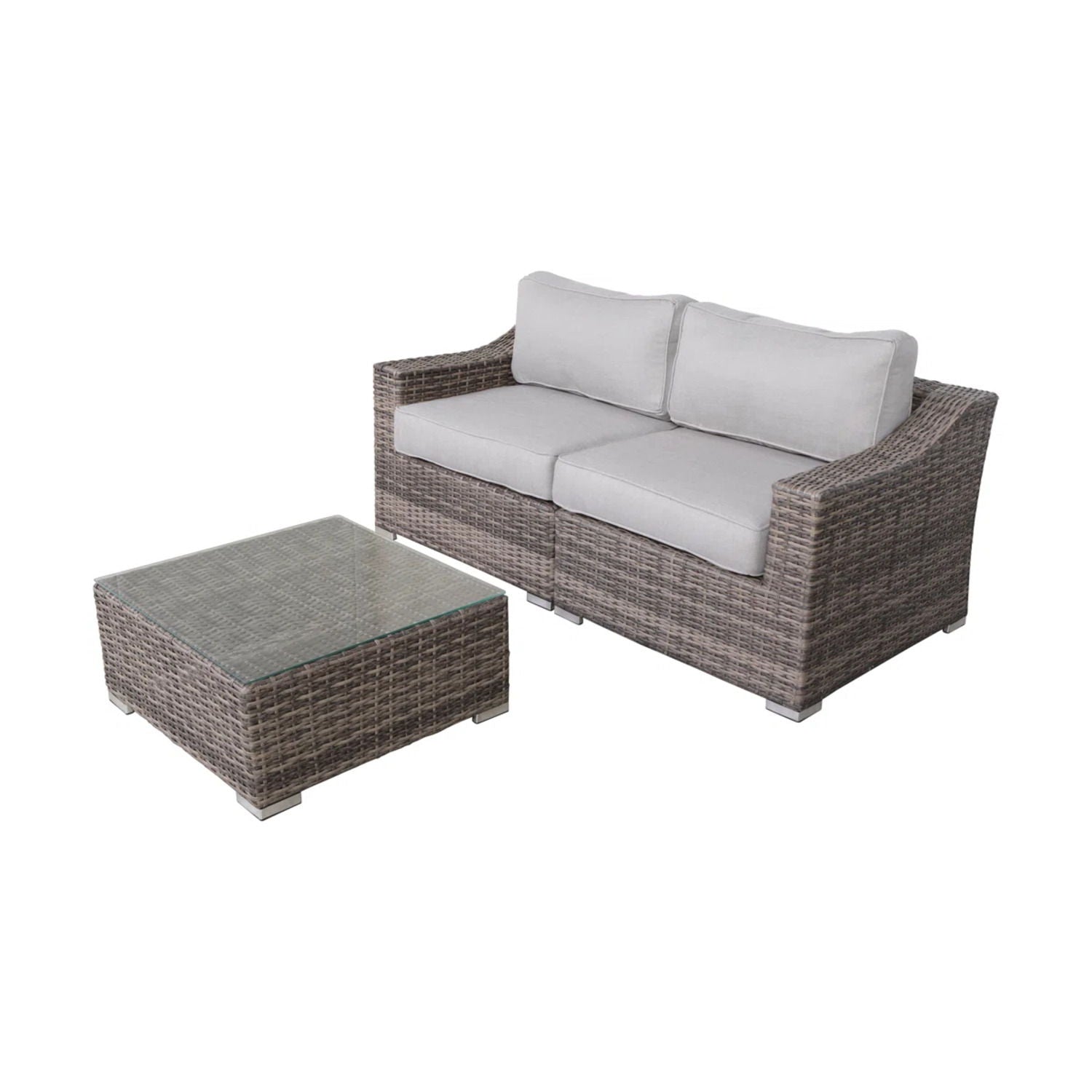 Outdoor Wicker Conversation Set With Cushions, All Weather LSI Patio Furniture