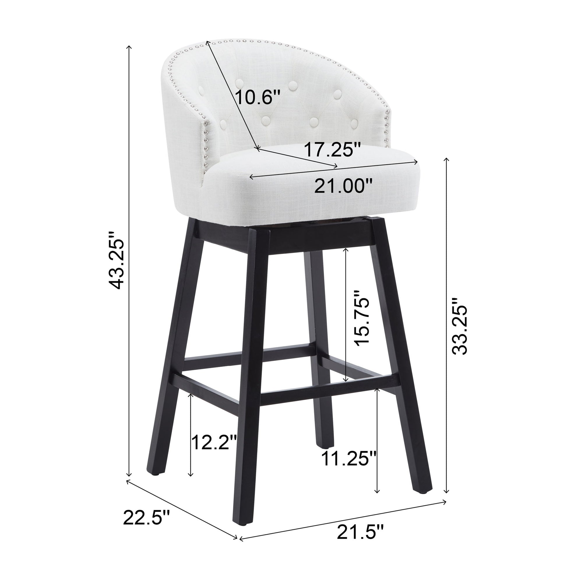 360 Degree Rotation Swivel Counter Stools (Set of 2) Noble House