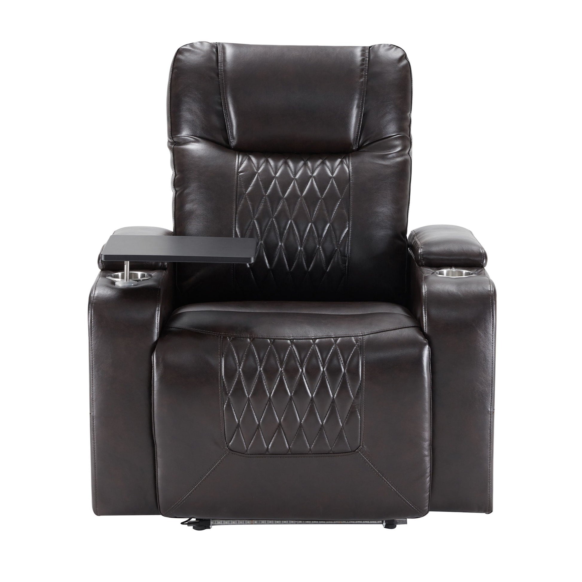 Power Motion Recliner With USB Charging Port And Hidden Arm Storage 2 Convenient Cup Holders Design And 360 Degree Swivel Tray Table Hearth and Haven