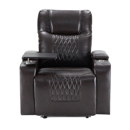 Power Motion Recliner With USB Charging Port And Hidden Arm Storage 2 Convenient Cup Holders Design And 360 Degree Swivel Tray Table Hearth and Haven