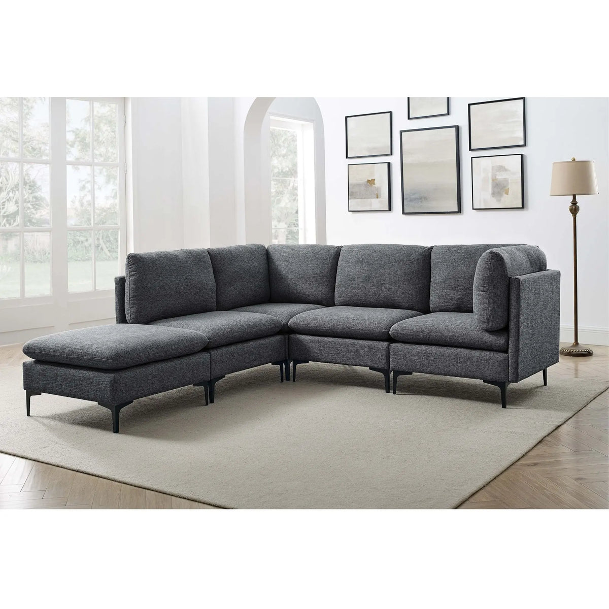 Upholstered Modular Sectional & Tall Legs Home Essentials