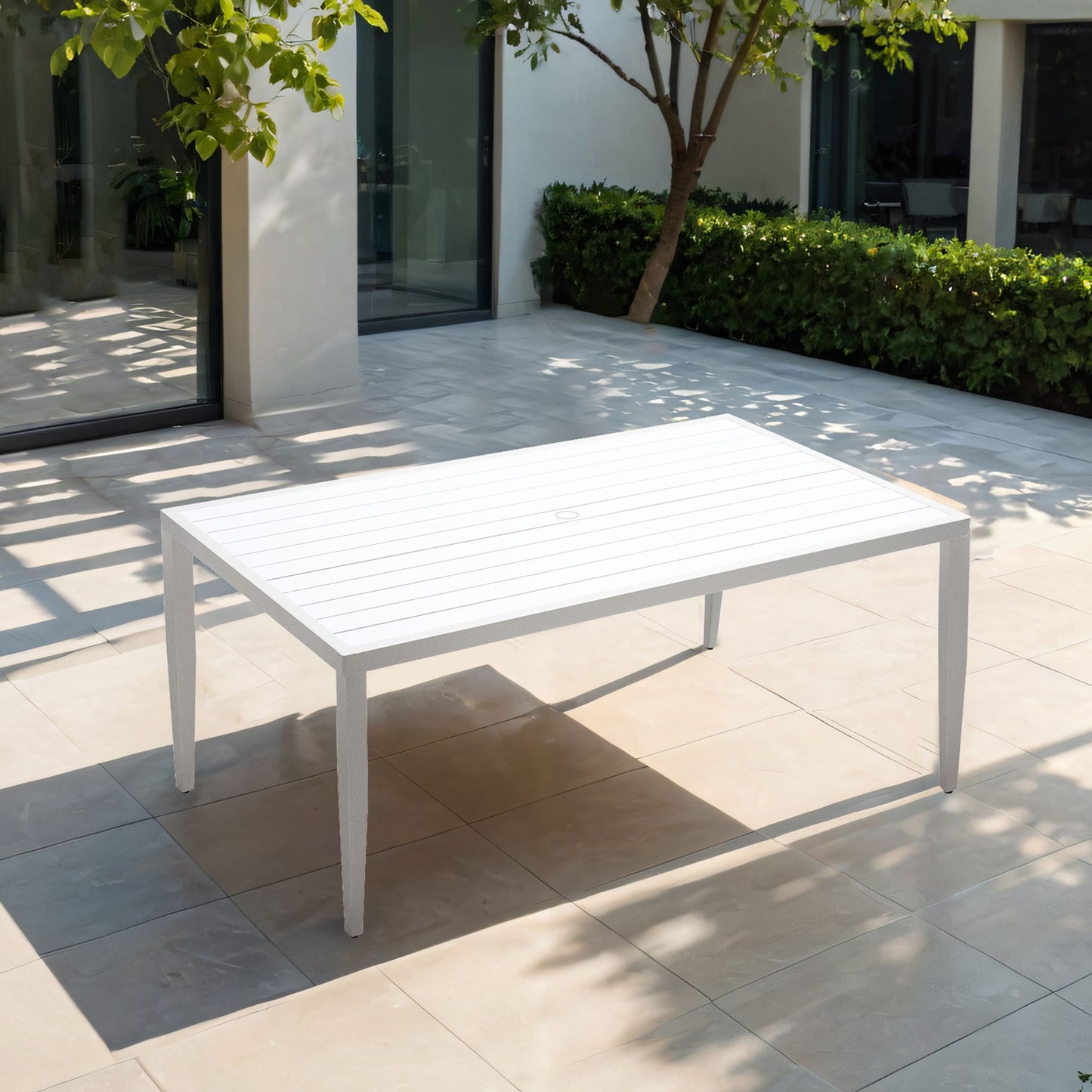 Outdoor Patio Dining Table With Tapered Feet & Umbrella Hole Life Outside