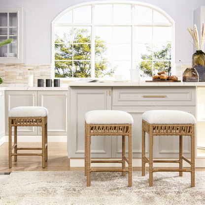 Lucia - Backless Upholstered Counter Stool With Frame - Ivory White Jennifer Taylor Home