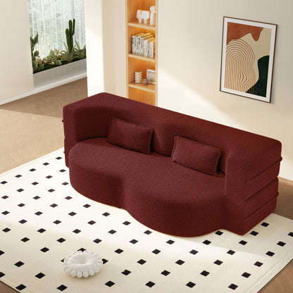 Modern Floor Sleeper Sofa Bed With 2 Pillows, Convertible Twin Size Folding Mattress For Living Room Home Essentials