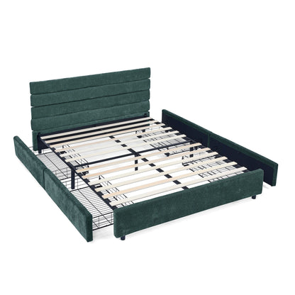 Modern Cushioned Bed Frame With Headboard And Drawers Home Essentials