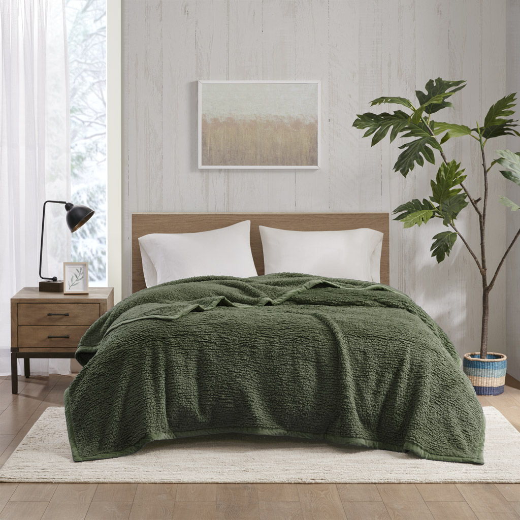 Burlington - Twin Berber Blanket - Green Woolrich