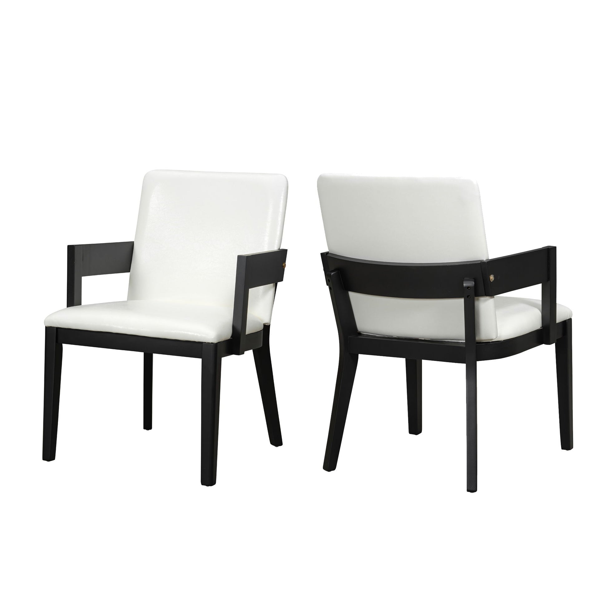 Modern Glossy Dining Chairs (Set of 2), Elegant Upholstery And Ergonomic Design - Black White Hearth and Haven