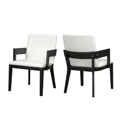 Modern Glossy Dining Chairs (Set of 2), Elegant Upholstery And Ergonomic Design - Black White Hearth and Haven