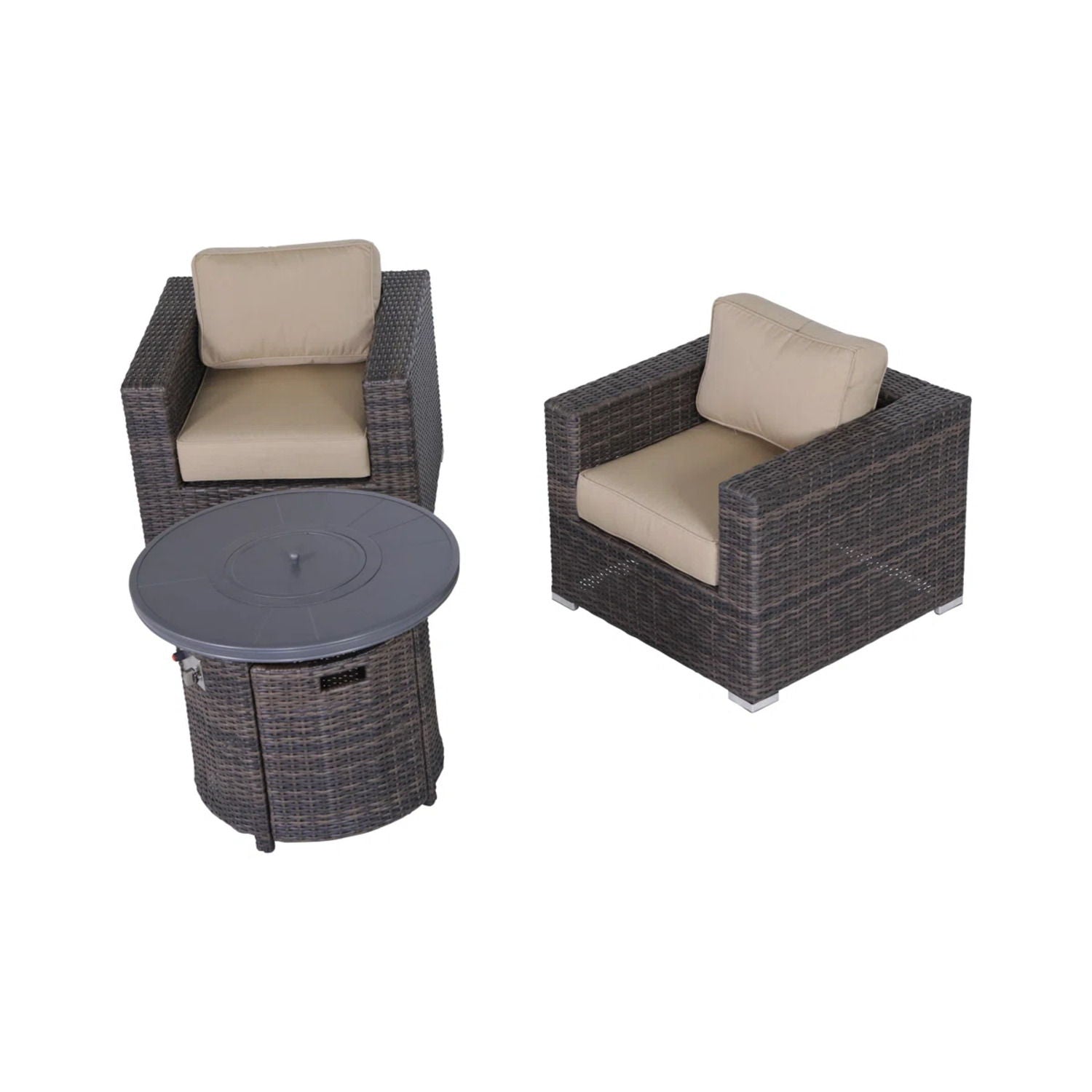 Rattan Patio Set With Comfortable Cushions And Fire Pit LSI Patio Furniture