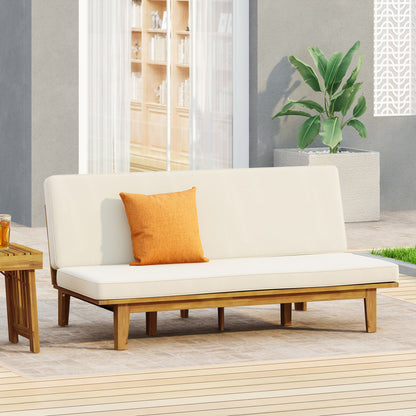 Outdoor Elegance Daybed With Convertible Design Cushion Frame - Beige Noble House