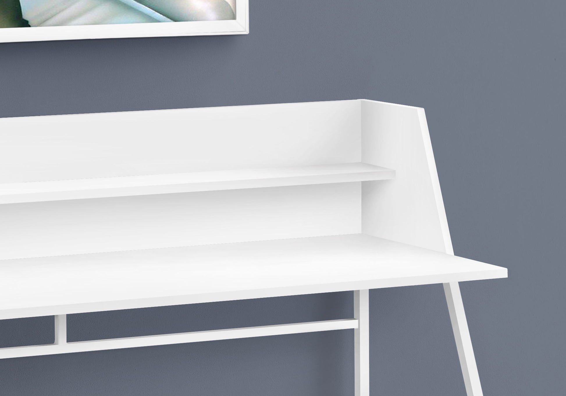 Computer Desk For Home Office, Laptop, Storage Shelves, Marble Look Contemporary & Modern 8th Street