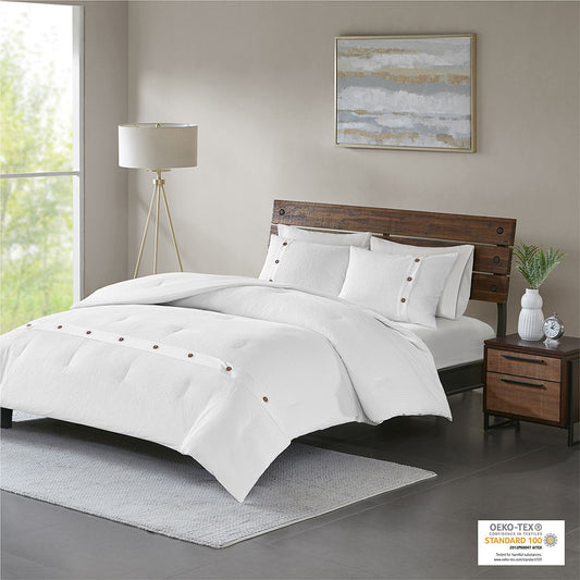 Finley - King Waffle Weave Comforter (Set of 3) - White Madison Park