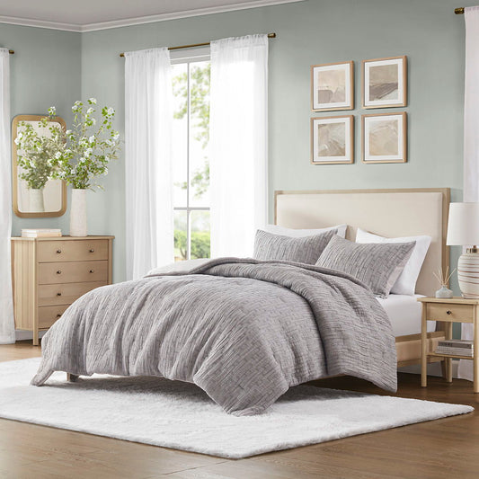 Arlo - 3 Piece Full/Queen Oversized Comforter Set - Charcoal Chapel Hill