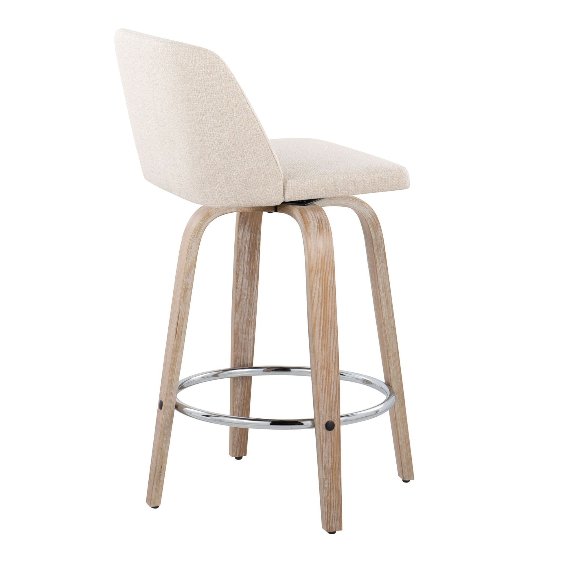 Toriano - Contemporary Fixed Height Counter Stool With Swivel & Round Footrest Modern Design (Set of 2) Lumi Source