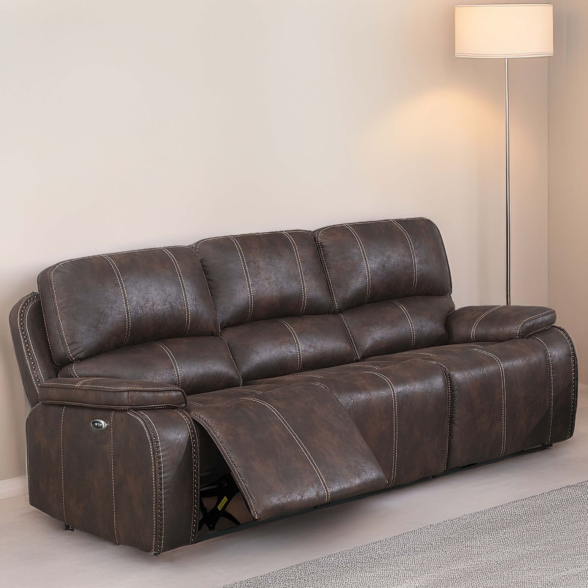 Power Reclining Sofa With Built In USB Port - Chocolate Home Essentials