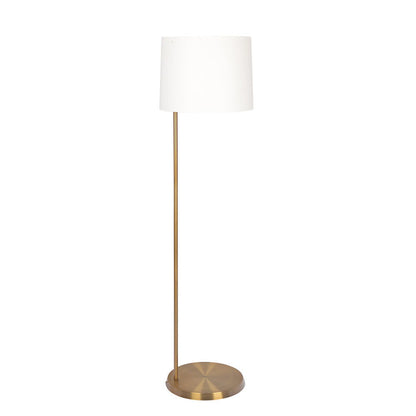 Zenith - Offset Base Floor Lamp With Drumshaped Linen Shade - Gold / White Ashcroft Furniture