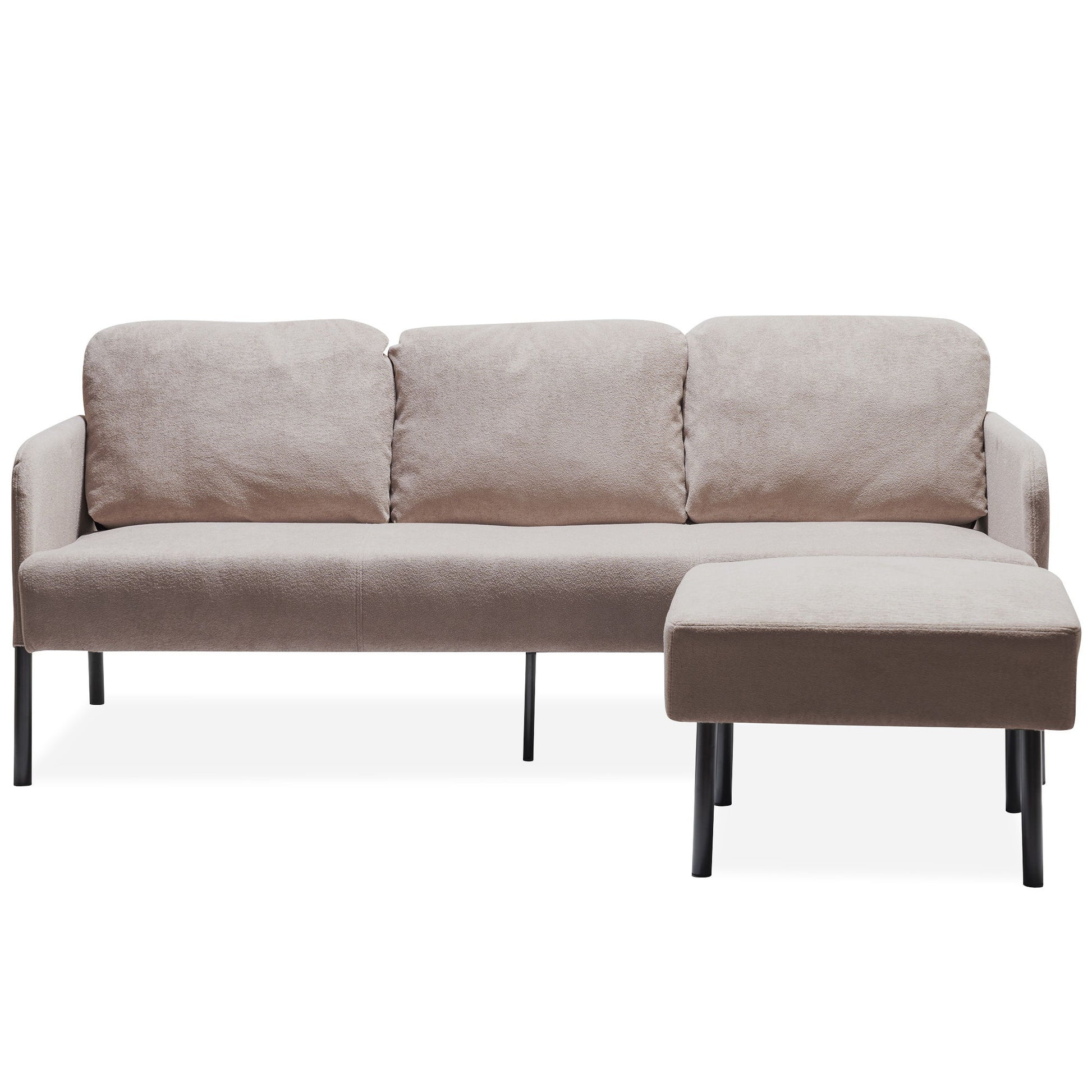 Modern L Shaped 3 Seater Sofa With Ottoman, Upholstered Couch For Small Spaces Home Essentials