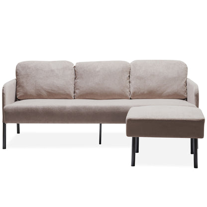 Modern L Shaped 3 Seater Sofa With Ottoman, Upholstered Couch For Small Spaces Home Essentials
