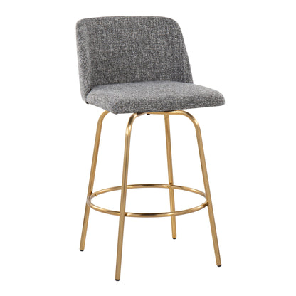 Toriano - Contemporary, Fixed Height Counter Stool With Swivel With Round Footrest (Set of 2) Lumi Source