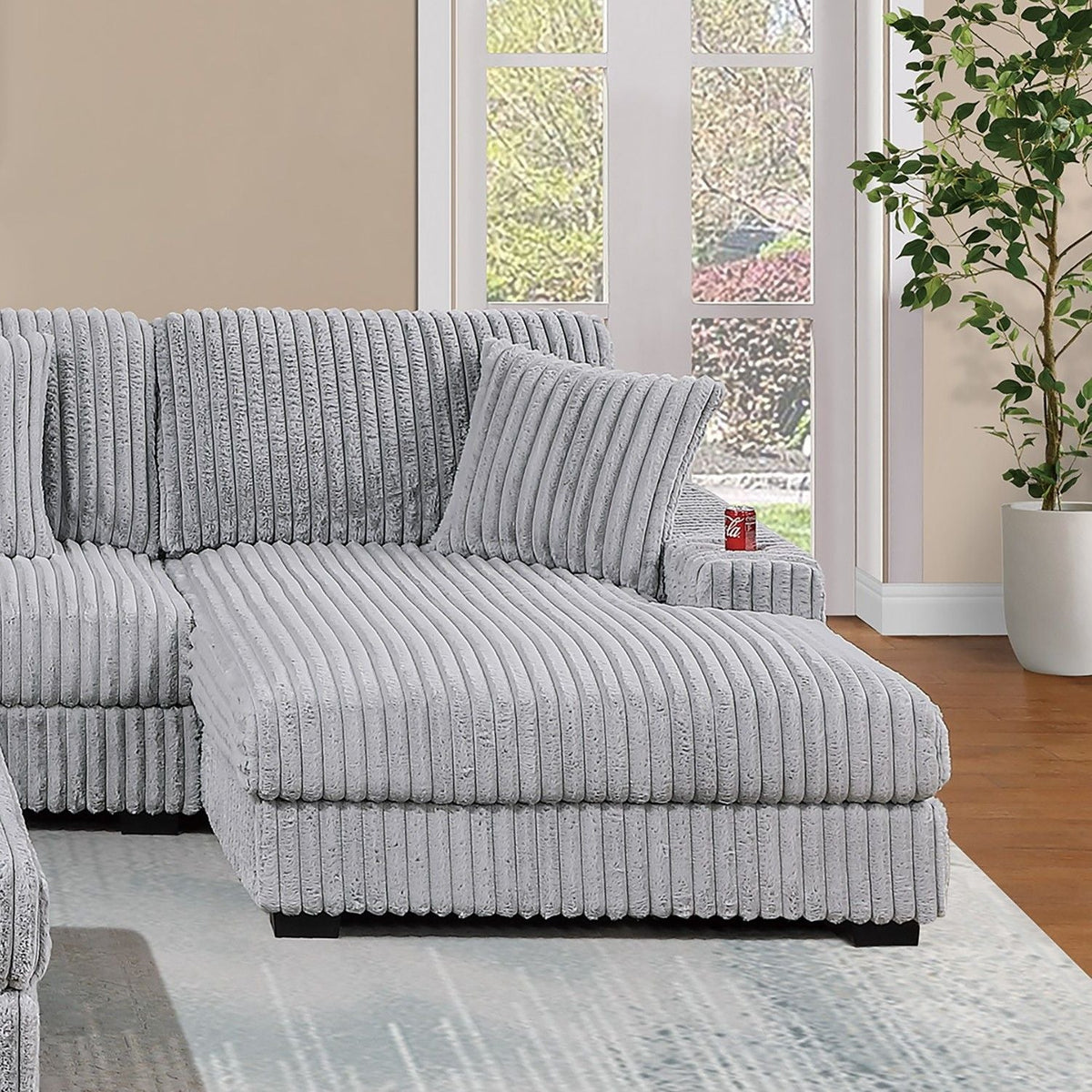 RAF Chaise With Cup Holder Modular Living Room Furniture Pillow - Gray / Mink Home Essentials