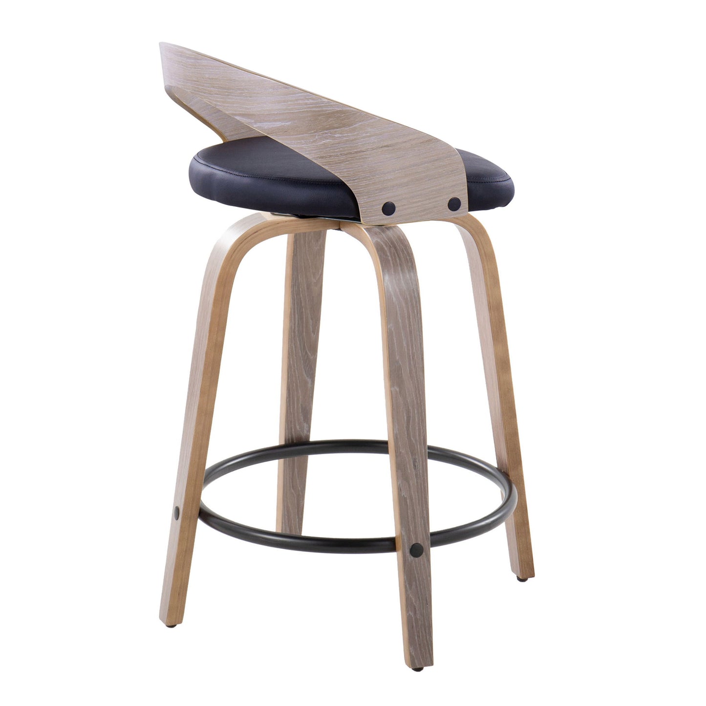 Grotto - Contemporary Fixed Height Counter Stool & Swivel With Round Footrest (Set of 2) Lumi Source
